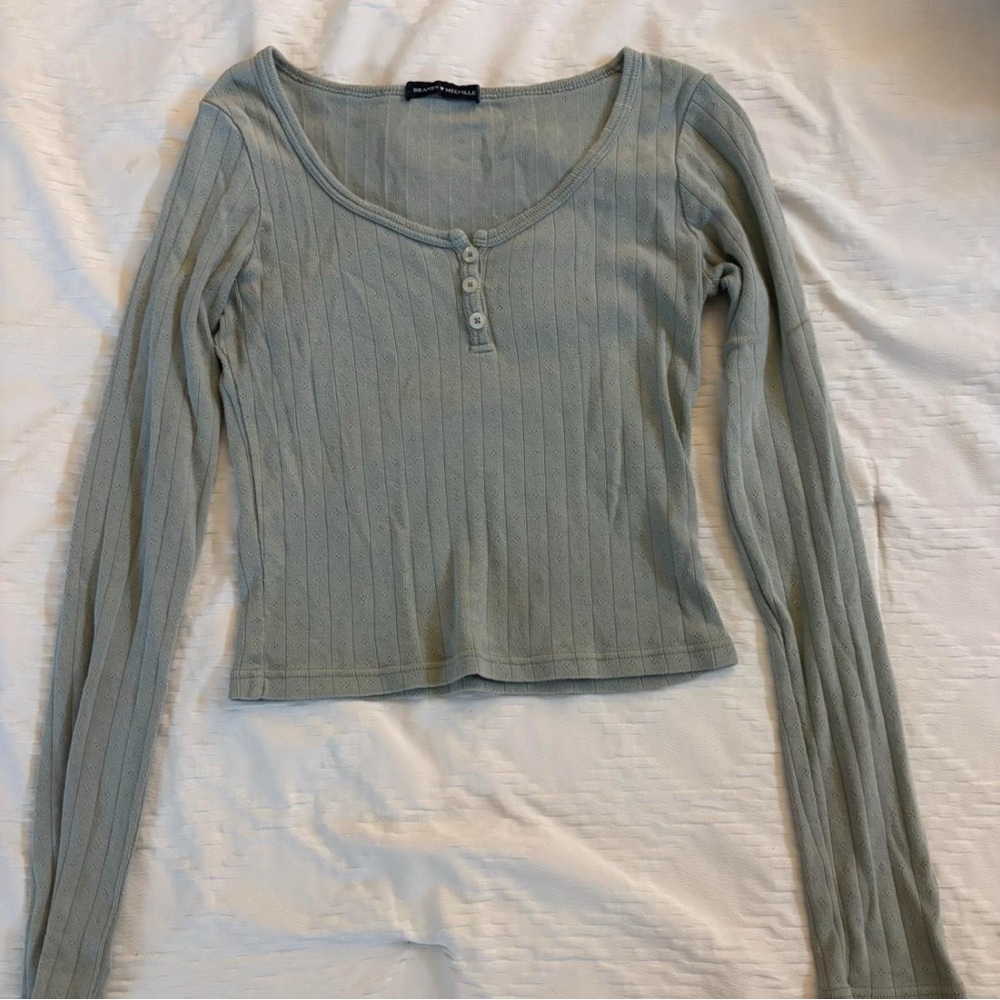 Women's Ribbed Long Sleeve Top - Green